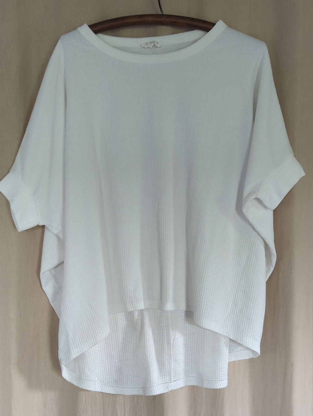 Andrée Oversized Casual White Waffle Knit Boxy Knit Top